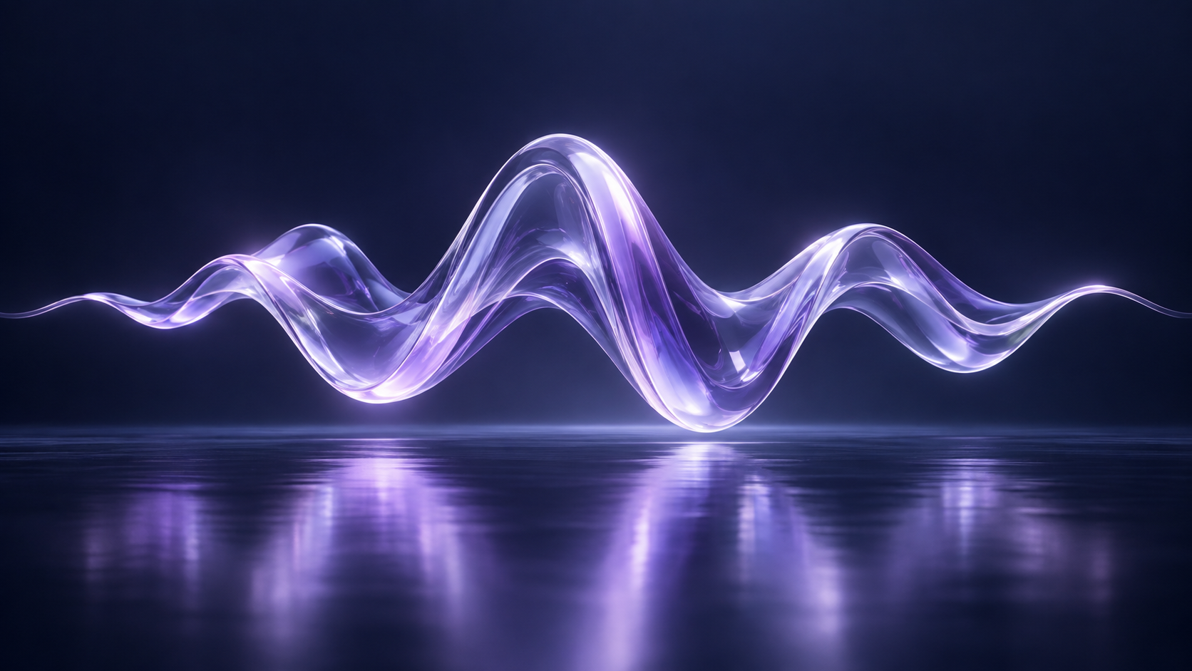 Sculptural violet glass sound wave representing SpeakAI